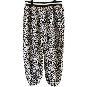 GOOD TIME USA Leopard Print Supersoft Cozy Plush Relaxed Fit Joggers Pant L NWT